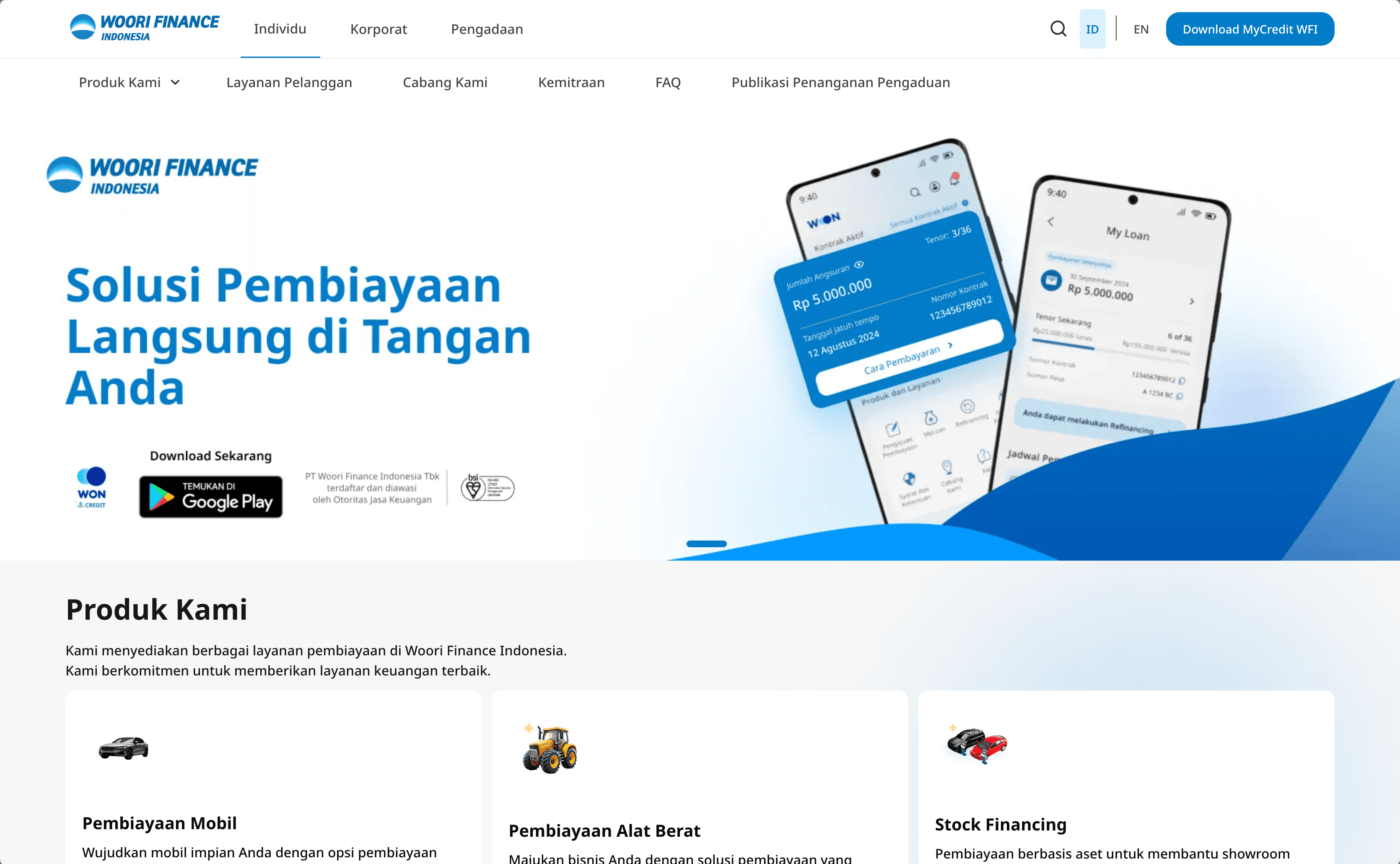 Woori Finance Indonesia — Website Korporat & CMS Kustom preview
